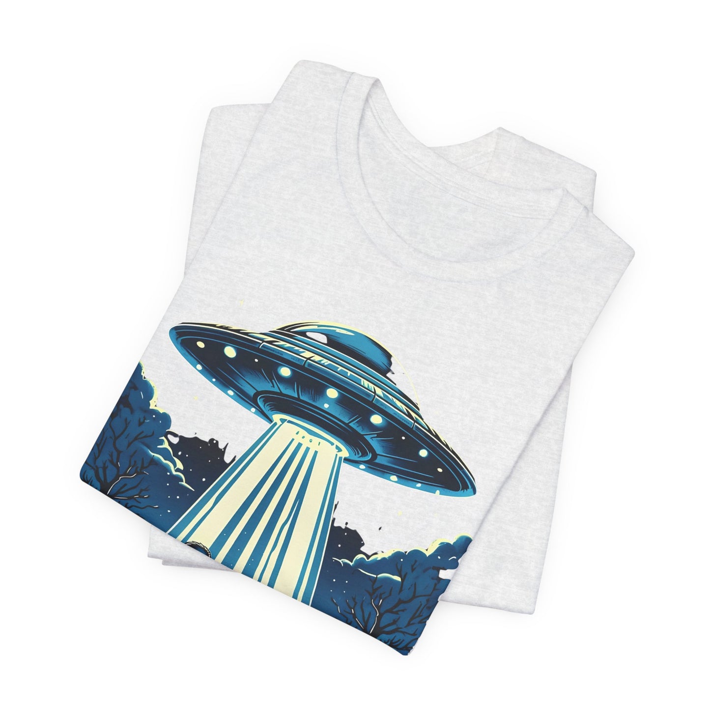 Alien Spaceship and Bigfoot Ugly Christmas Sweater Tee