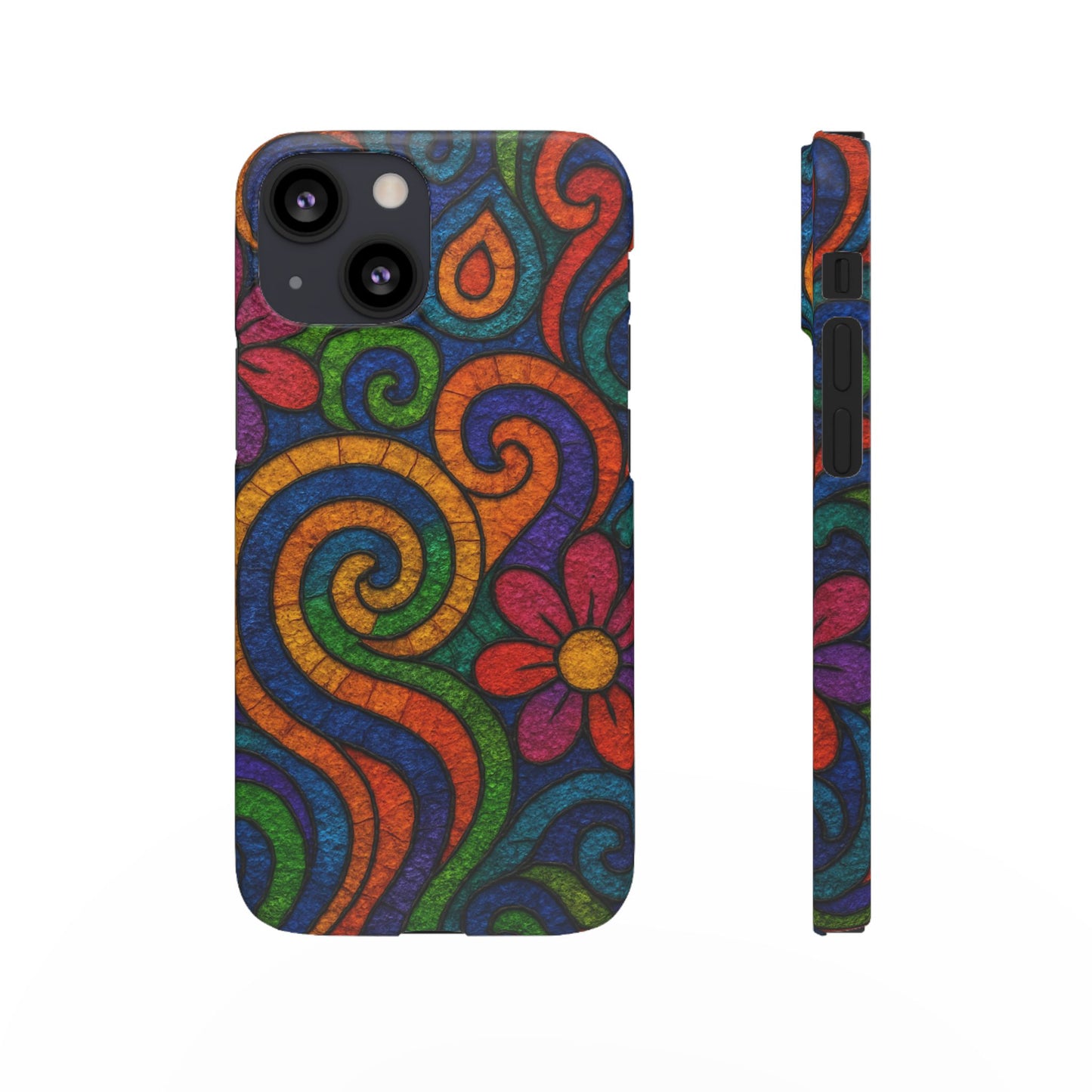 Psychedelic Hippie Phone Case, Boho Rainbow Retro 70s Groovy Art Cover