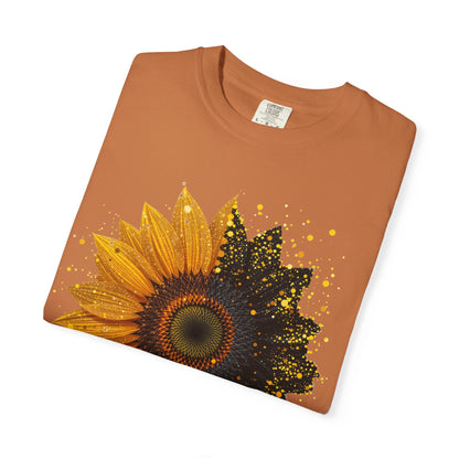 Sunflower Unisex Garment-Dyed T-shirt, Yellow Flower Tee, Floral Shirt, Botanical Top, Nature Lover Gift