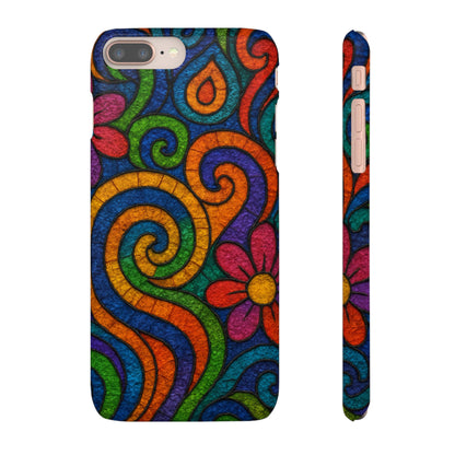 Psychedelic Hippie Phone Case, Boho Rainbow Retro 70s Groovy Art Cover