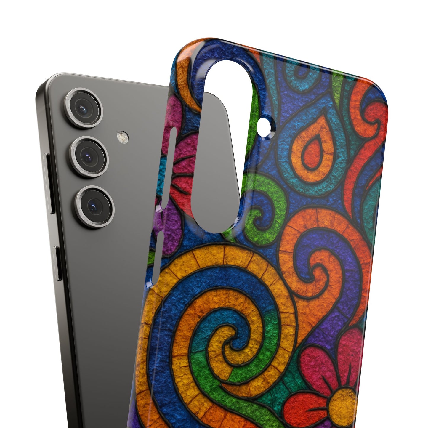 Psychedelic Hippie Phone Case, Boho Rainbow Retro 70s Groovy Art Cover