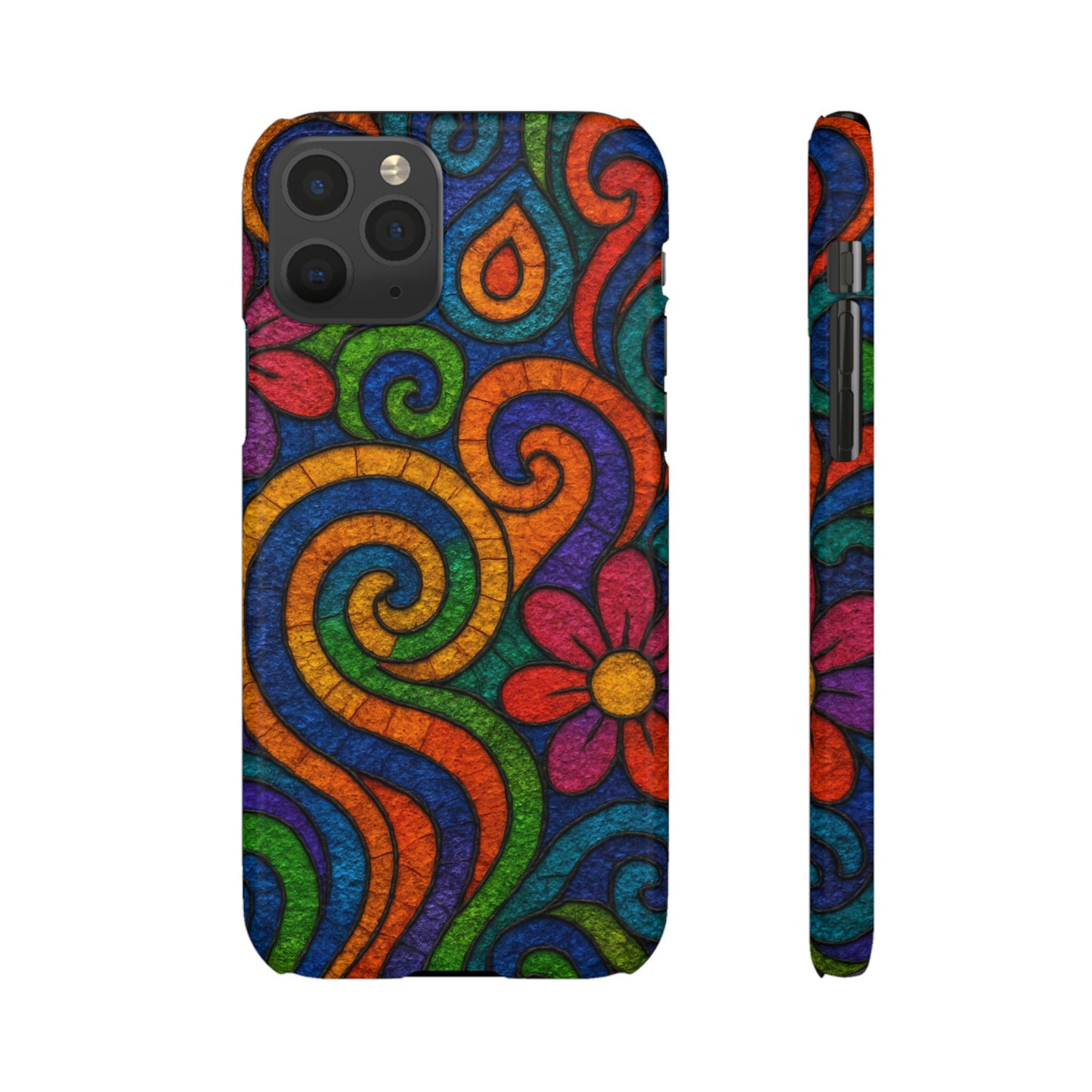 Psychedelic Hippie Phone Case, Boho Rainbow Retro 70s Groovy Art Cover