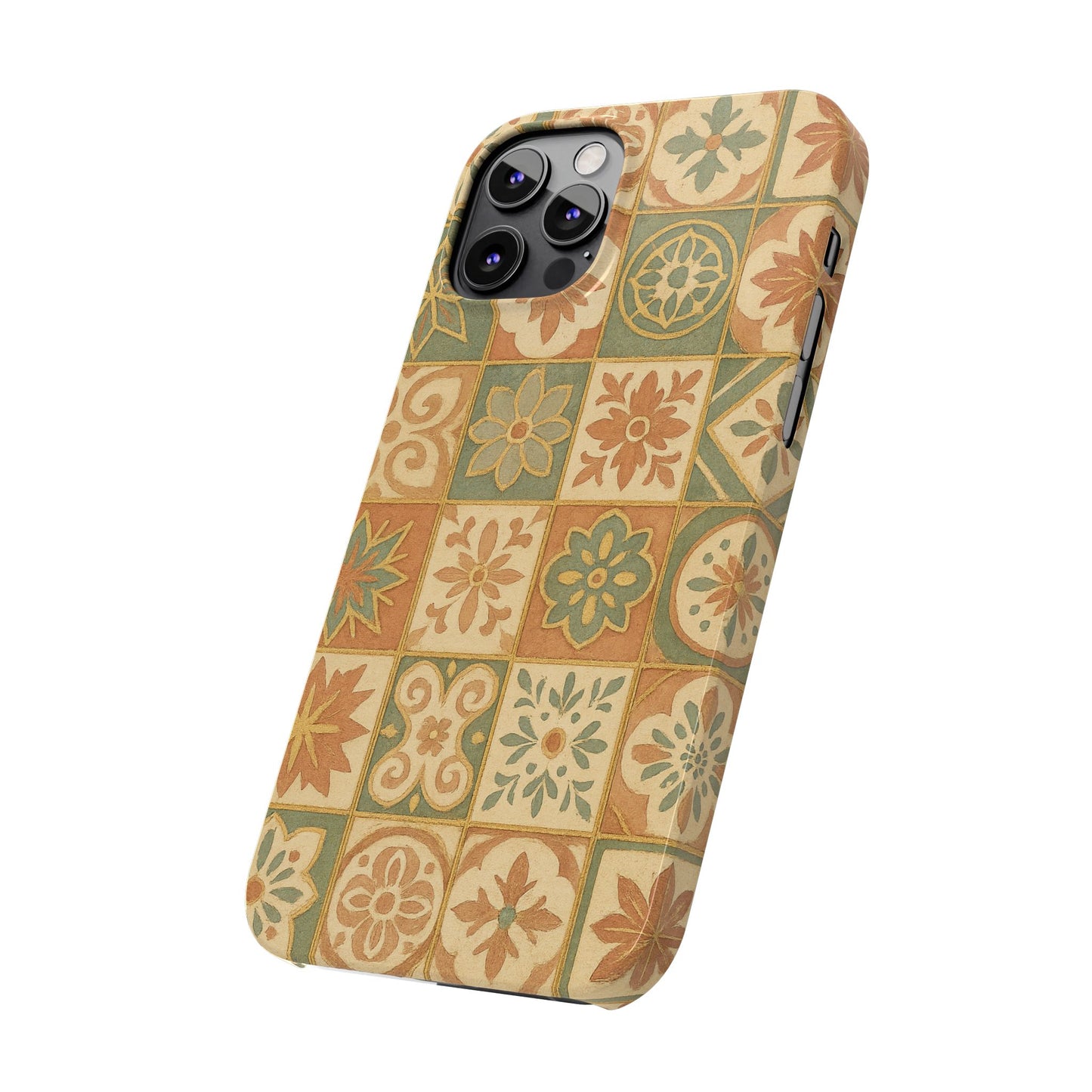 1Slim Phone Cases Boho Dreams Mosaic iPhone MagSafe Case | Vintage Tile Aesthetic | Terracotta, Teal & Gold Ceramic Design