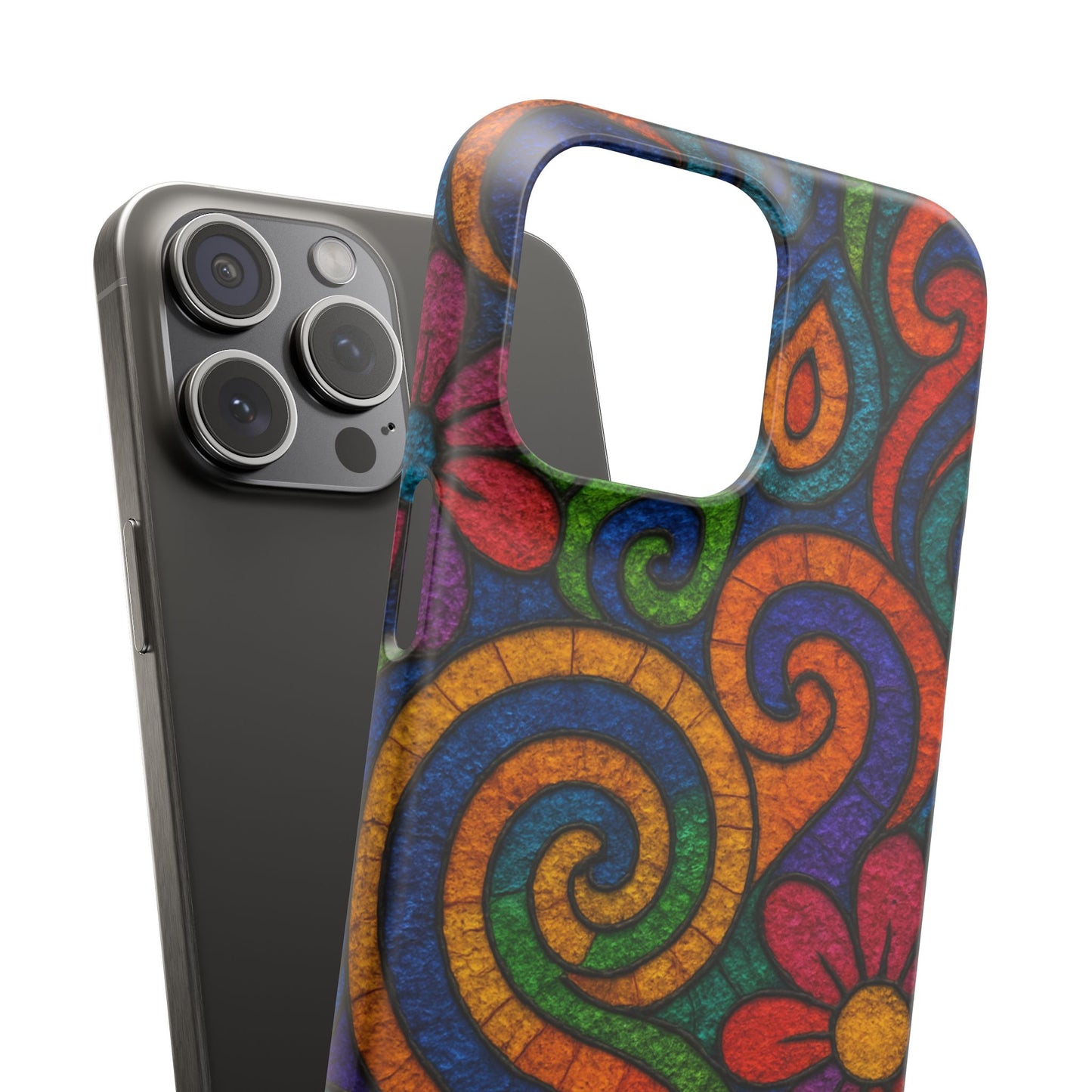 Psychedelic Hippie Phone Case, Boho Rainbow Retro 70s Groovy Art Cover