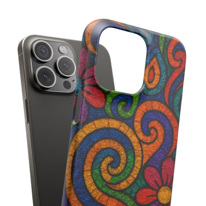 Psychedelic Hippie Phone Case, Boho Rainbow Retro 70s Groovy Art Cover