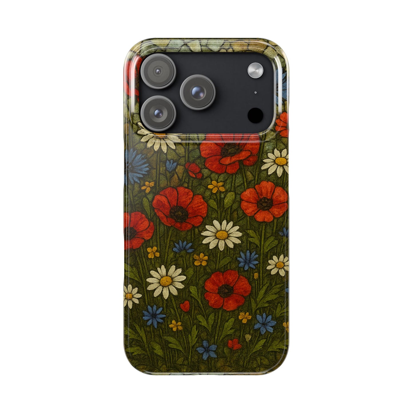 Slim Phone Cases  Wildflower Mosaic Floral Art | Colorful Stained Glass Flowers | Boho Botanical