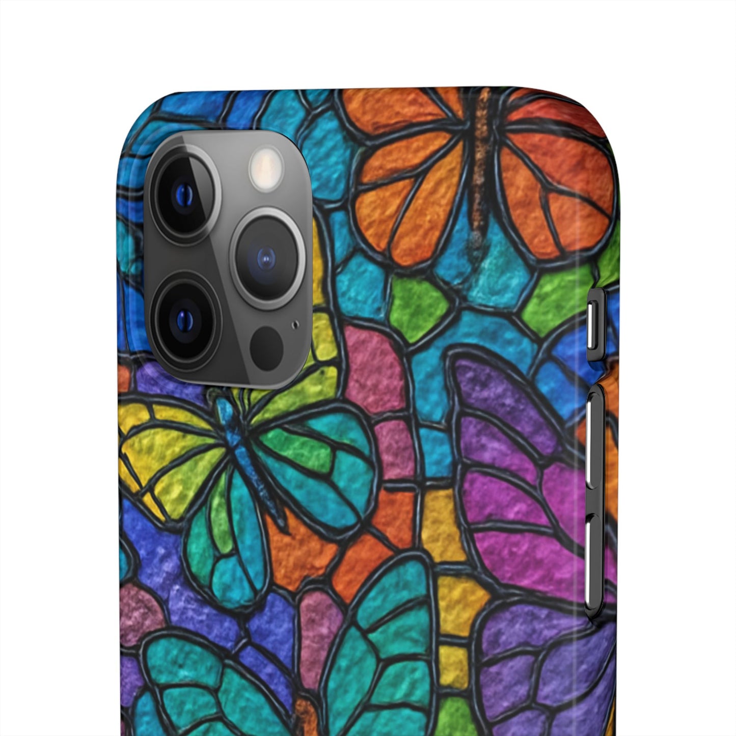 Psychedelic Butterfly Mosaic Phone Case, Trippy Hippie Butterflies,  Rainbow Stained-Glass Art Cover | Boho Festival Aesthetic Case