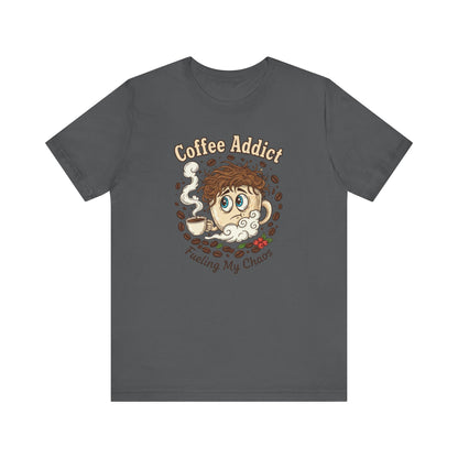 Coffee Addict Unisex Tee, Funny Caffeine Lover Shirt, Graphic T-Shirt, Chaos & Coffee Short Sleeve Top, Gift for Barista, Coffee Obsessed