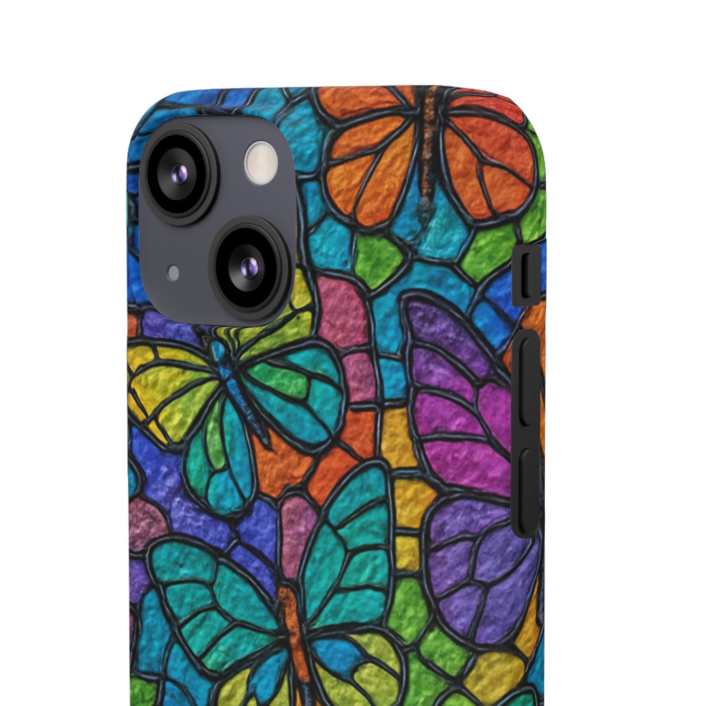 Psychedelic Butterfly Mosaic Phone Case, Trippy Hippie Butterflies,  Rainbow Stained-Glass Art Cover | Boho Festival Aesthetic Case