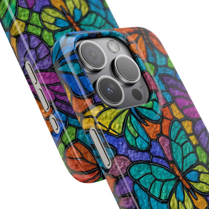 Psychedelic Butterfly Mosaic Phone Case, Trippy Hippie Butterflies,  Rainbow Stained-Glass Art Cover | Boho Festival Aesthetic Case
