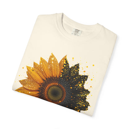 Sunflower Unisex Garment-Dyed T-shirt, Yellow Flower Tee, Floral Shirt, Botanical Top, Nature Lover Gift