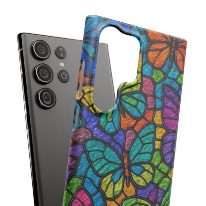 Psychedelic Butterfly Mosaic Phone Case, Trippy Hippie Butterflies,  Rainbow Stained-Glass Art Cover | Boho Festival Aesthetic Case