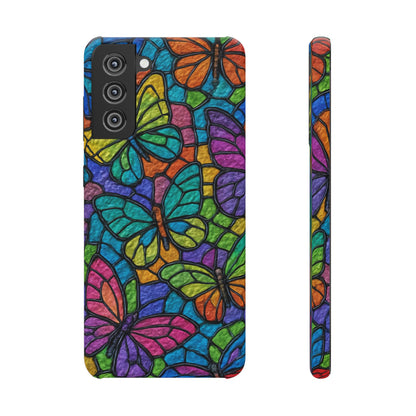 Psychedelic Butterfly Mosaic Phone Case, Trippy Hippie Butterflies,  Rainbow Stained-Glass Art Cover | Boho Festival Aesthetic Case