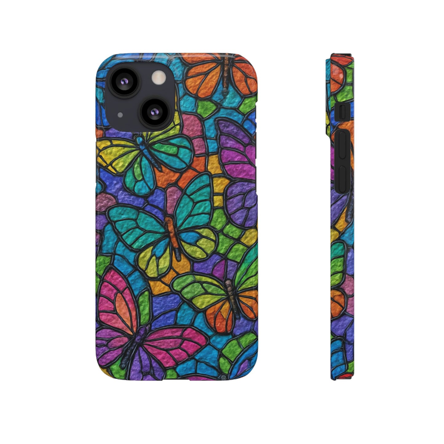 Psychedelic Butterfly Mosaic Phone Case, Trippy Hippie Butterflies,  Rainbow Stained-Glass Art Cover | Boho Festival Aesthetic Case