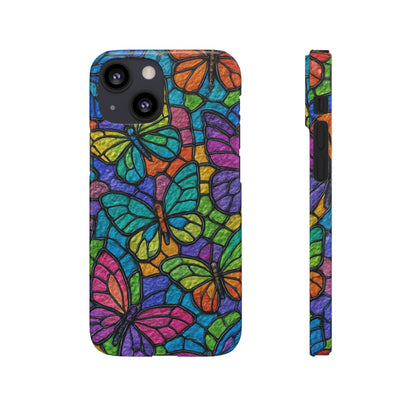 Psychedelic Butterfly Mosaic Phone Case, Trippy Hippie Butterflies,  Rainbow Stained-Glass Art Cover | Boho Festival Aesthetic Case