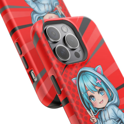 Phone Cases, Cute Chibi Girl in Cat Hoodie, Kawaii Anime Design, Protective Cover, Gift for Anime Fans, Cute Phone Accessories, Cat Lover