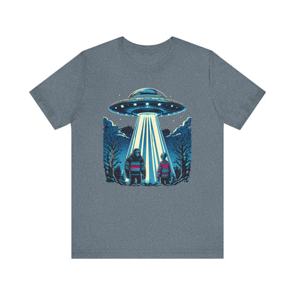 Alien Spaceship and Bigfoot Ugly Christmas Sweater Tee