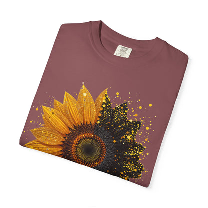 Sunflower Unisex Garment-Dyed T-shirt, Yellow Flower Tee, Floral Shirt, Botanical Top, Nature Lover Gift