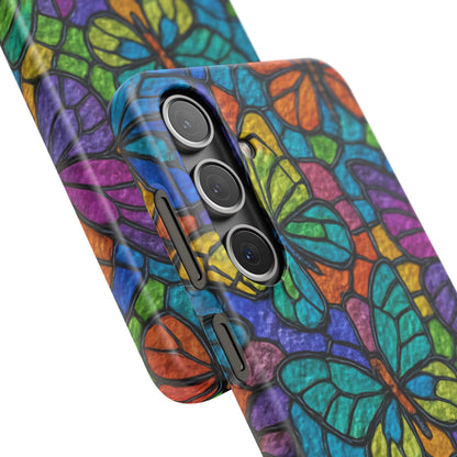 Psychedelic Butterfly Mosaic Phone Case, Trippy Hippie Butterflies,  Rainbow Stained-Glass Art Cover | Boho Festival Aesthetic Case