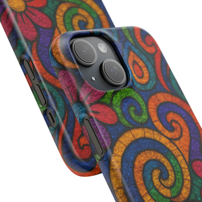 Psychedelic Hippie Phone Case, Boho Rainbow Retro 70s Groovy Art Cover