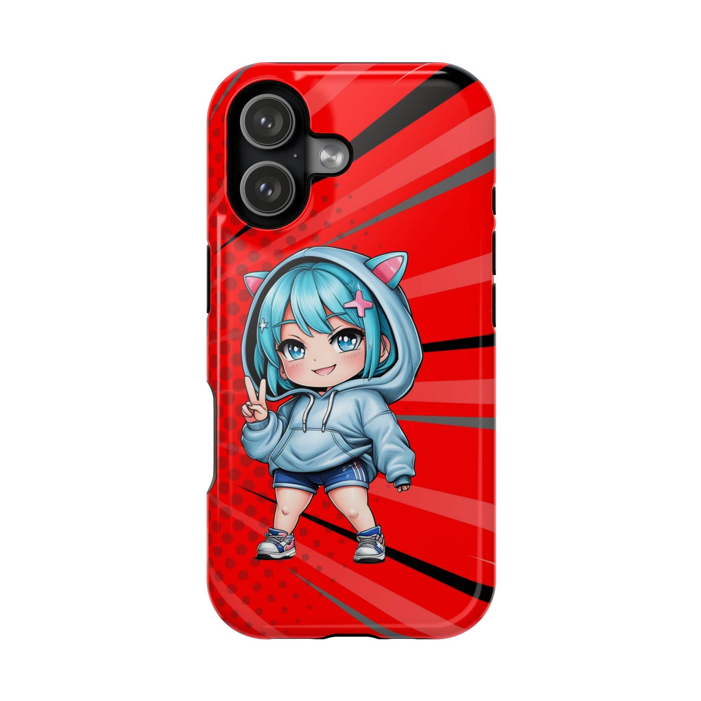 Phone Cases, Cute Chibi Girl in Cat Hoodie, Kawaii Anime Design, Protective Cover, Gift for Anime Fans, Cute Phone Accessories, Cat Lover
