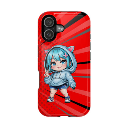 Phone Cases, Cute Chibi Girl in Cat Hoodie, Kawaii Anime Design, Protective Cover, Gift for Anime Fans, Cute Phone Accessories, Cat Lover