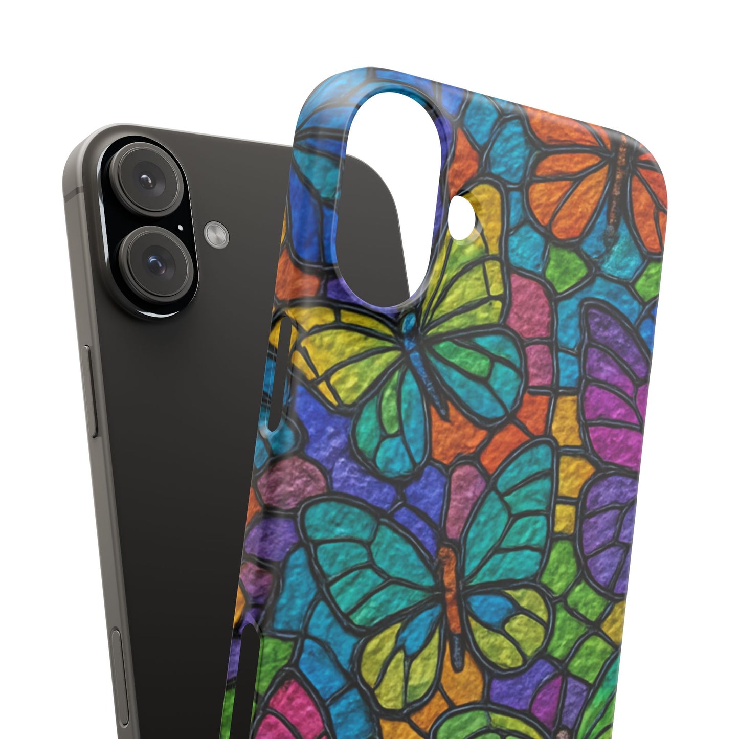Psychedelic Butterfly Mosaic Phone Case, Trippy Hippie Butterflies,  Rainbow Stained-Glass Art Cover | Boho Festival Aesthetic Case