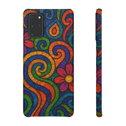 Psychedelic Hippie Phone Case, Boho Rainbow Retro 70s Groovy Art Cover
