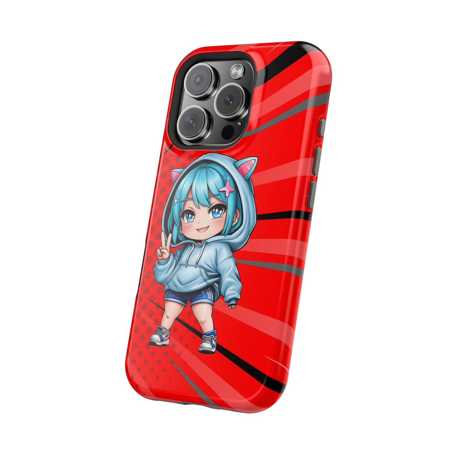Phone Cases, Cute Chibi Girl in Cat Hoodie, Kawaii Anime Design, Protective Cover, Gift for Anime Fans, Cute Phone Accessories, Cat Lover