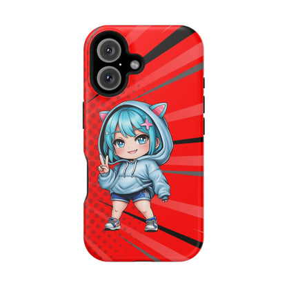 Phone Cases, Cute Chibi Girl in Cat Hoodie, Kawaii Anime Design, Protective Cover, Gift for Anime Fans, Cute Phone Accessories, Cat Lover