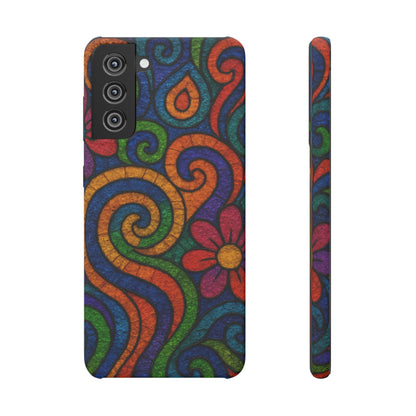 Psychedelic Hippie Phone Case, Boho Rainbow Retro 70s Groovy Art Cover