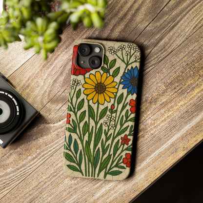 Slim Phone Cases Wildflower Mosaic Floral Art | Colorful Stained Glass Flowers | Boho Botanical