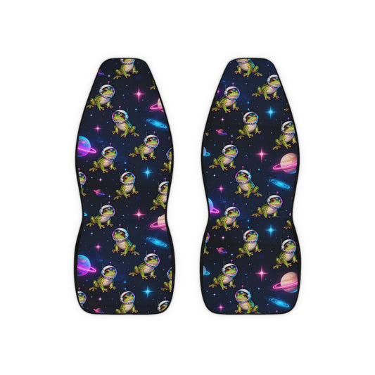 Polyester Car Seat Covers Frog with Astronaut Helmets, Stars, Planets, Neon