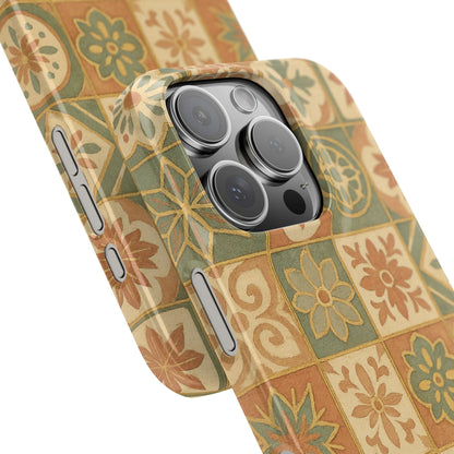 1Slim Phone Cases Boho Dreams Mosaic iPhone MagSafe Case | Vintage Tile Aesthetic | Terracotta, Teal & Gold Ceramic Design