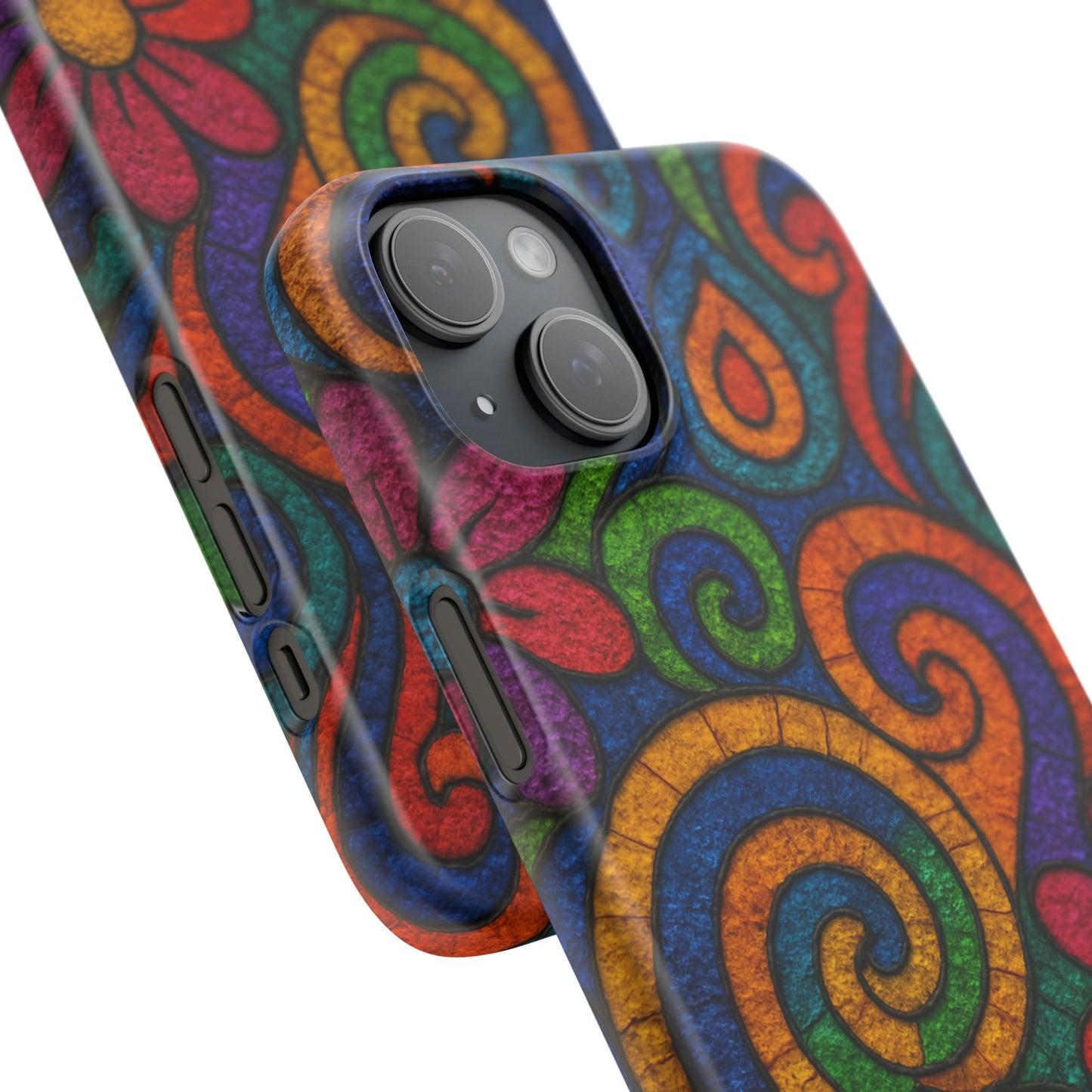 Psychedelic Hippie Phone Case, Boho Rainbow Retro 70s Groovy Art Cover