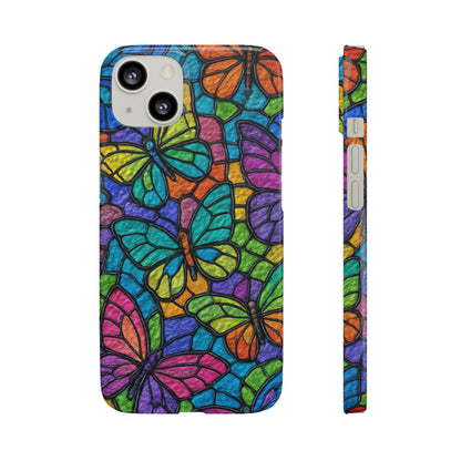 Psychedelic Butterfly Mosaic Phone Case, Trippy Hippie Butterflies,  Rainbow Stained-Glass Art Cover | Boho Festival Aesthetic Case