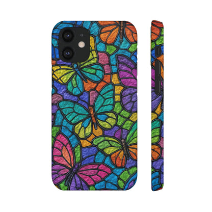 Psychedelic Butterfly Mosaic Phone Case, Trippy Hippie Butterflies,  Rainbow Stained-Glass Art Cover | Boho Festival Aesthetic Case
