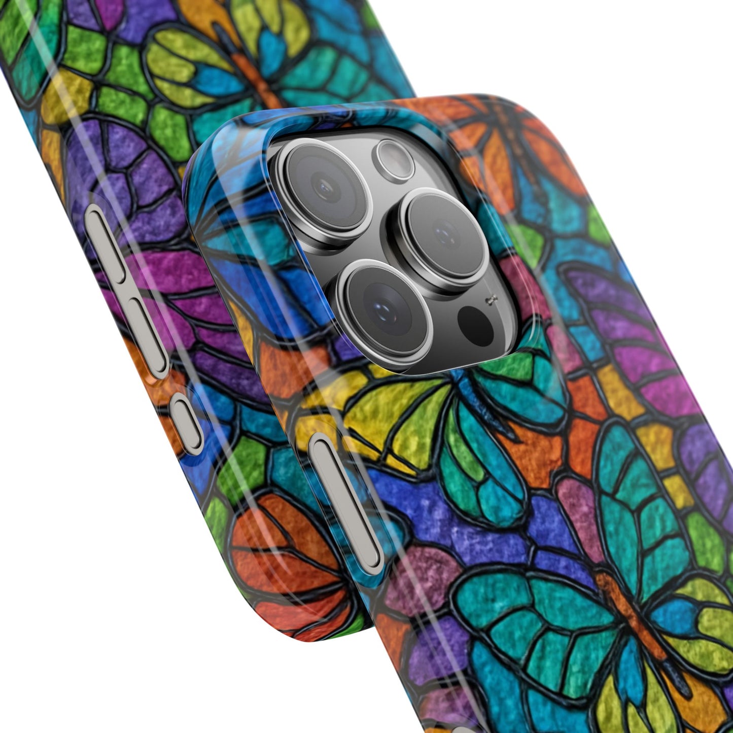 Psychedelic Butterfly Mosaic Phone Case, Trippy Hippie Butterflies,  Rainbow Stained-Glass Art Cover | Boho Festival Aesthetic Case