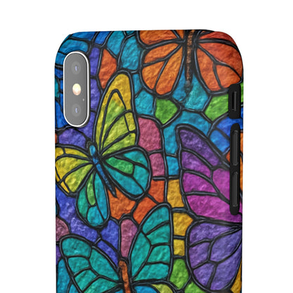 Psychedelic Butterfly Mosaic Phone Case, Trippy Hippie Butterflies,  Rainbow Stained-Glass Art Cover | Boho Festival Aesthetic Case