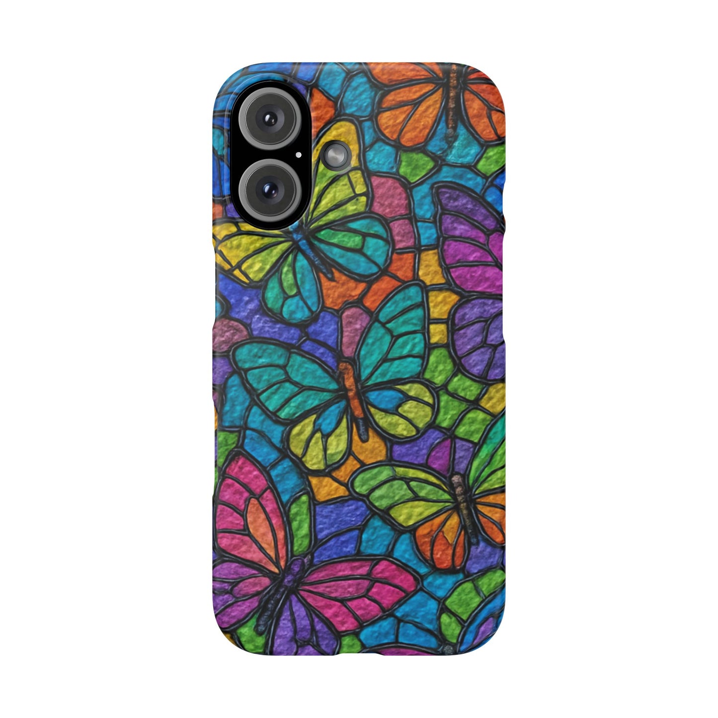 Psychedelic Butterfly Mosaic Phone Case, Trippy Hippie Butterflies,  Rainbow Stained-Glass Art Cover | Boho Festival Aesthetic Case