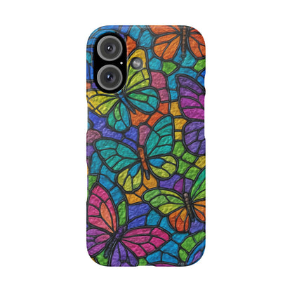 Psychedelic Butterfly Mosaic Phone Case, Trippy Hippie Butterflies,  Rainbow Stained-Glass Art Cover | Boho Festival Aesthetic Case