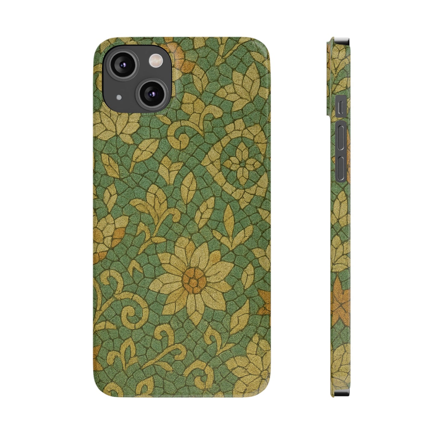 Slim Phone Cases Desert Bloom Boho Mosaic iPhone Case | Handcrafted Ceramic Tile Look | Warm Terracotta & Rose