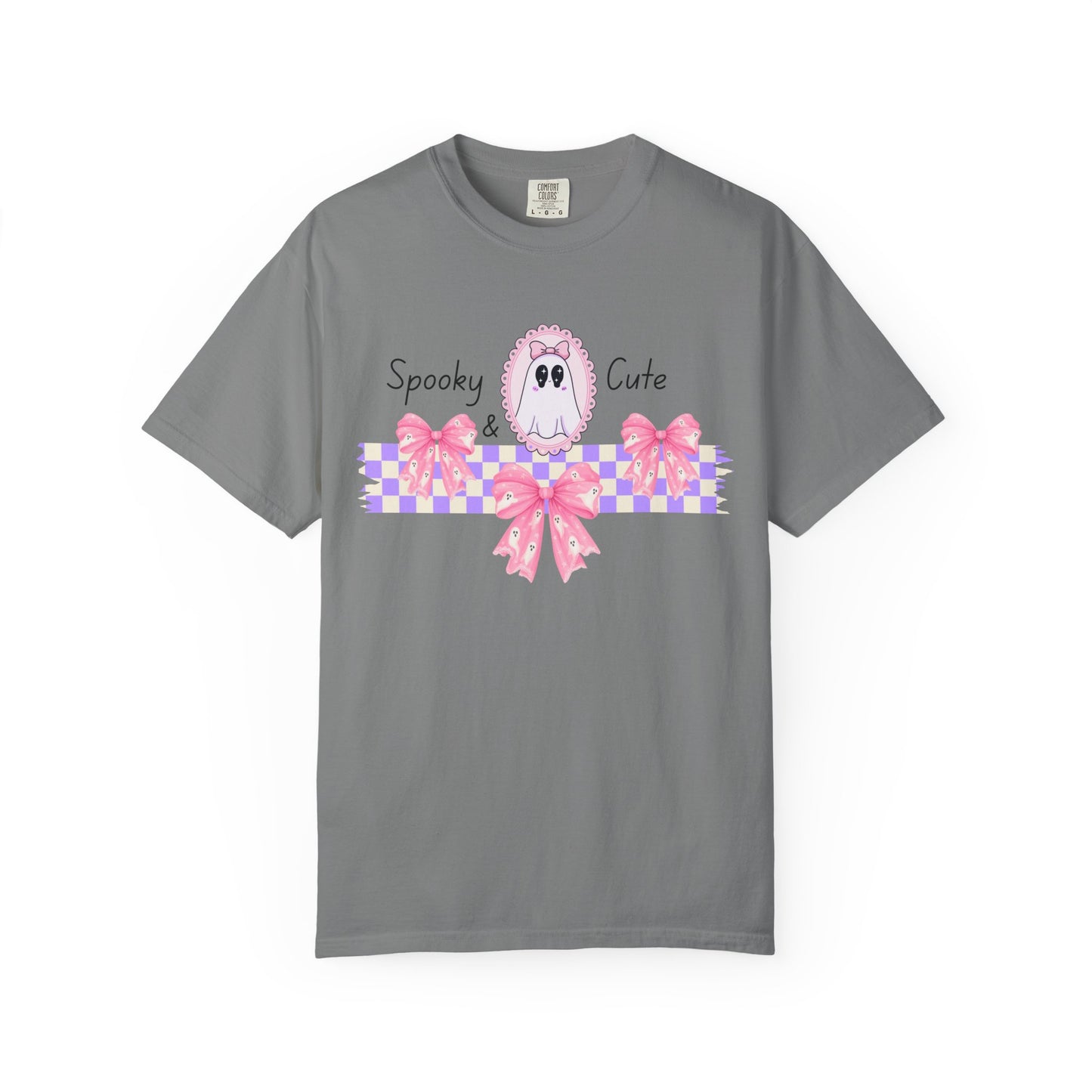 Ghostly Pink Unisex T-shirt, Spooky and Cute Halloween Shirt, Coquet Ghost Design Tee, Garment-Dyed Shirt