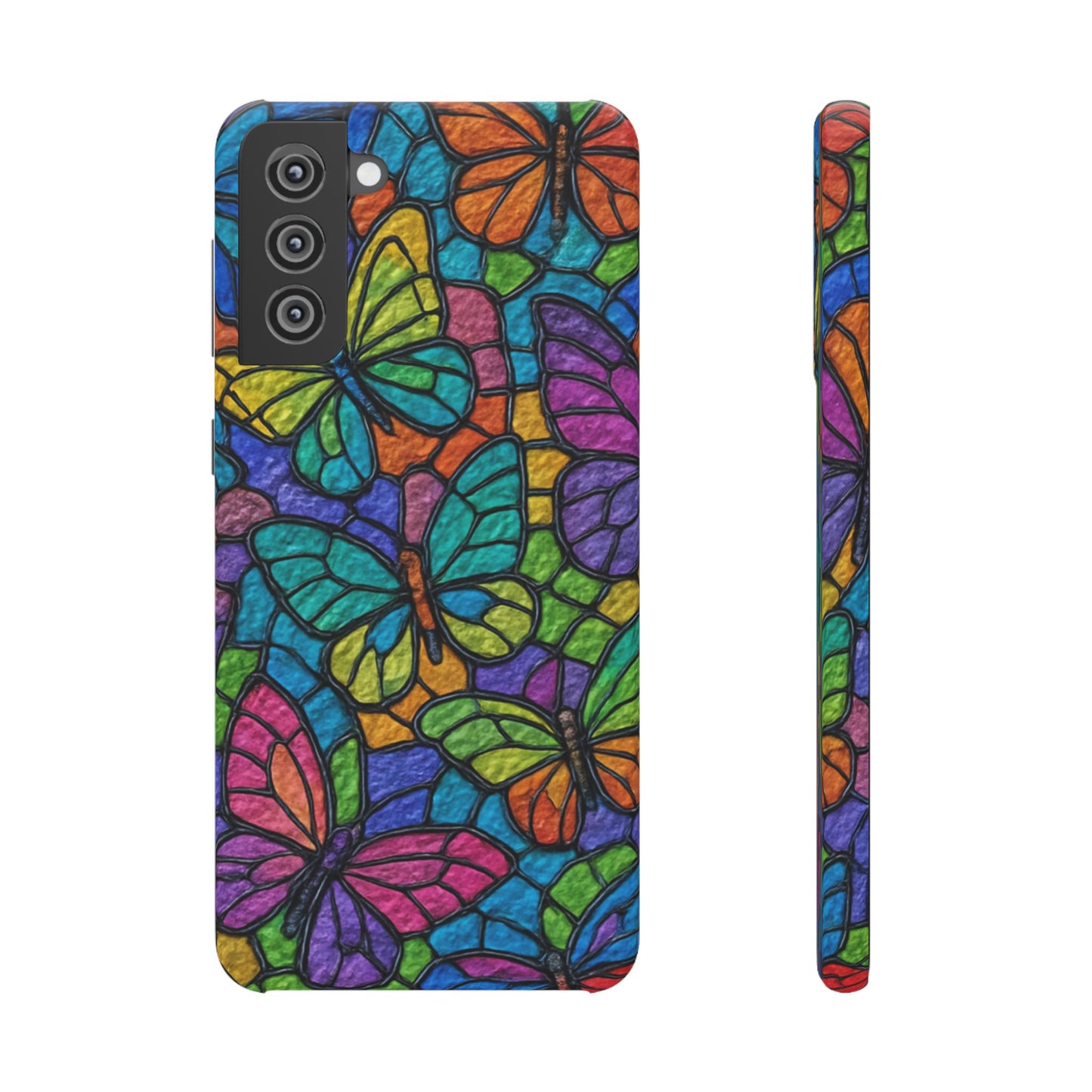 Psychedelic Butterfly Mosaic Phone Case, Trippy Hippie Butterflies,  Rainbow Stained-Glass Art Cover | Boho Festival Aesthetic Case