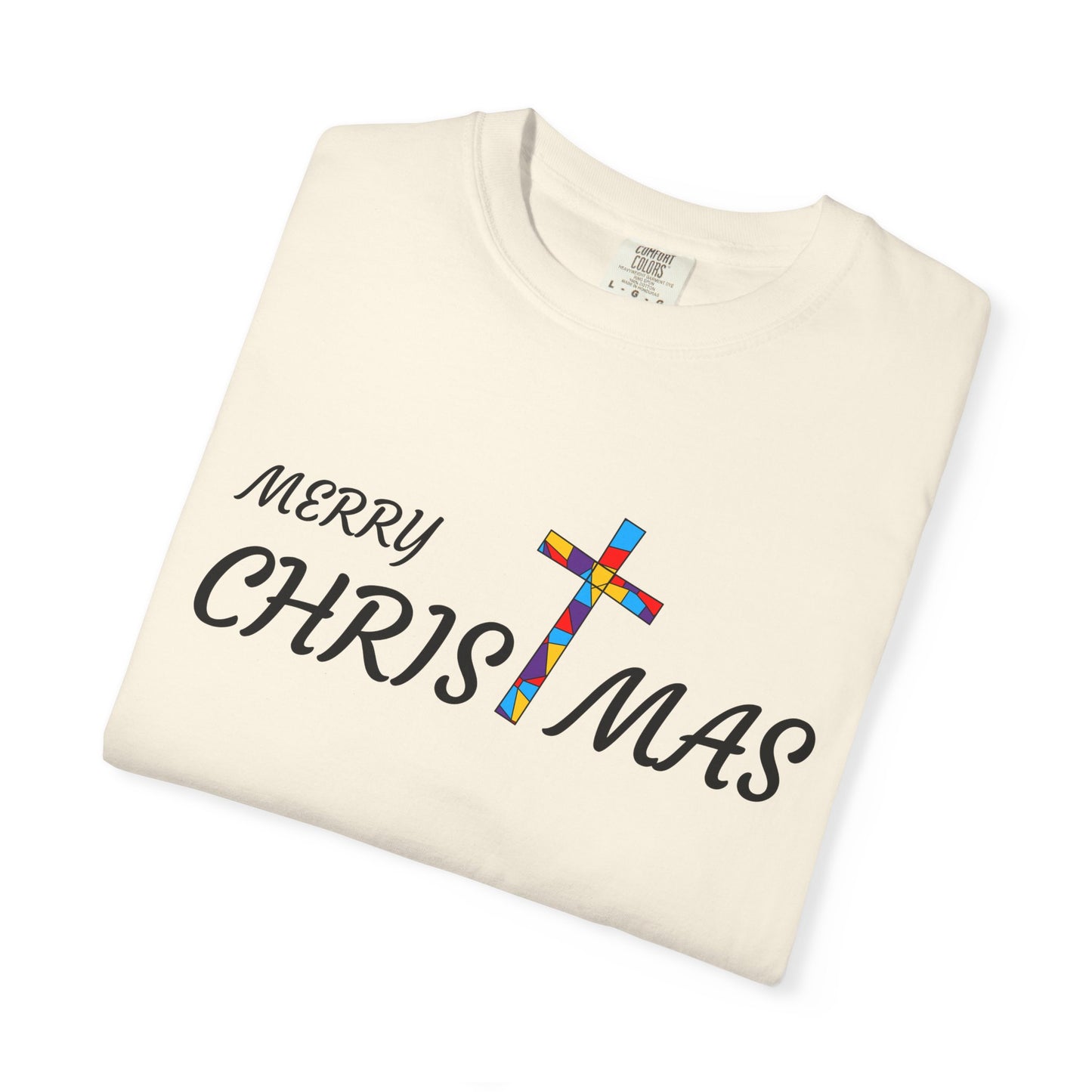 Merry Christmas Unisex  T-shirt with T Cross, Holiday Tee, Festive Shirt, Xmas Apparel, Religious Christmas Top