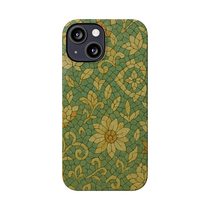 Slim Phone Cases Desert Bloom Boho Mosaic iPhone Case | Handcrafted Ceramic Tile Look | Warm Terracotta & Rose