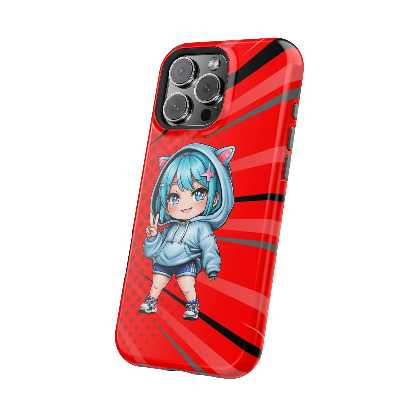 Phone Cases, Cute Chibi Girl in Cat Hoodie, Kawaii Anime Design, Protective Cover, Gift for Anime Fans, Cute Phone Accessories, Cat Lover