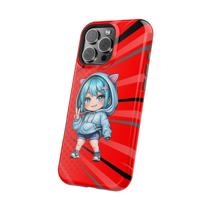 Phone Cases, Cute Chibi Girl in Cat Hoodie, Kawaii Anime Design, Protective Cover, Gift for Anime Fans, Cute Phone Accessories, Cat Lover