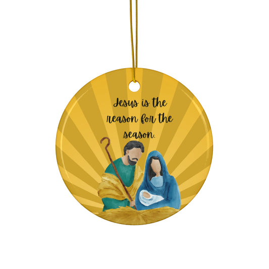 Ceramic Ornament, Jesus is the Reason for the Season - Christmas Holiday Decoration, Religious Home Decor, Christian Gift, Religious