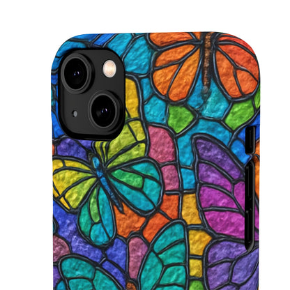 Psychedelic Butterfly Mosaic Phone Case, Trippy Hippie Butterflies,  Rainbow Stained-Glass Art Cover | Boho Festival Aesthetic Case